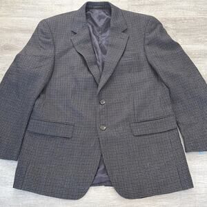 Lauren Ralph Lauren Men's Blue Houndstooth 100% Wool Blazer 42R Suit Sport Coat